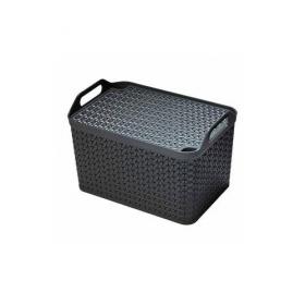 Strata Charcoal Grey Small Handy Basket With Lid NWT5428