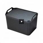 Strata Charcoal Grey Medium Handy Basket With Lid NWT5429