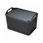 Strata Charcoal Grey Medium Handy Basket With Lid NWT5429