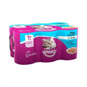 Whiskas 1 Cat Tins Fish Selection in Jelly 6x390g NWT5553