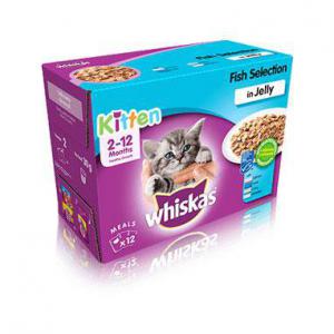 Whiskas 2-12 Months Kitten Pouches Fish Selection in Jelly 12x100g