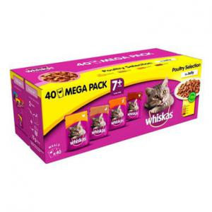 Whiskas 7 Cat Pouches Poultry Selection in Jelly Mega Pack 40x100g