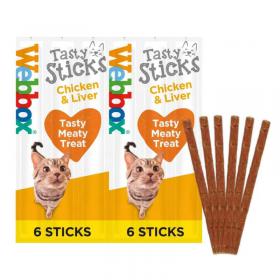 Webbox Cat Treats Tasty Sticks Chicken & Liver 6 Sticks - PACK (12) NWT5593P