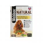 The Pets Choice Pet Supplies Webbox Chicken, Vegetables & Brown Rice 400g - PACK (7) NWT5602P is a colorful and appetizing image. The package features a photo of a juicy piece of chicken surrounded by a variety of fresh vegetables and brown rice. The brand logo and product name are prominently displayed at the top, while the quantity and product description are shown at the bottom.