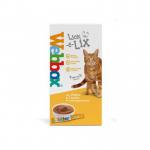 The image shows a pack of Webbox Lick-e-Lix Cheese & Taurine treats from Pets Choice Pet Supplies. The pack contains 5 individual packets of delicious cheese-flavored treats, perfect for pampering your furry friend. The packaging features a bright and cheerful design, with the brands logo prominently displayed. Each treat is individually wrapped and labeled with the product name, making it a convenient and tasty snack option for your pet.