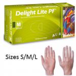 Delight Clear Powder Free SMALL Vinyl Gloves 100s - PACK (10) NWT569-SP