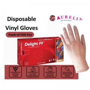 Aurelia DELIGHT Clear Powder Free SMALL Vinyl Gloves 100s - PACK 10