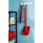 The picture features a sleek and sturdy dustpan and brush set from What More UK. The long handle design, measuring 80cm tall, ensures efficient and comfortable cleaning. Perfect for any household cleaning task.