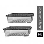 Strata Curve Clear Plastic Storage Box UBed 30 Litre (Black Lid) NWT5810