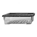 Strata Curve Clear Plastic Storage Box U/Bed 30 Litre (Black Lid) NWT5810