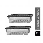 Strata Curve Clear Plastic Storage Box UBed 42 Litre (Black Lid) (HW209) NWT5811