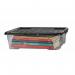 Strata Curve Clear Plastic Storage Box UBed 42 Litre (Black Lid) (HW209) NWT5811