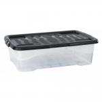 Strata Curve Clear Plastic Storage Box U/Bed 42 Litre (Black Lid) NWT5811