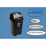 Addis Black 25Lt Plastic Roll Top Waste Rubbish Bin NWT5881