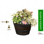 Fixtures Half Barrel Cask Brown 51cm x 32cm Large Planter NWT5904