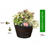 Fixtures Half Barrel Cask Brown 62cm x 38cm Extra Large Planter NWT5907