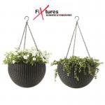 Fixtures Brown Rattan Effect Hanging Basket LARGE 25cm x 16cm NWT5913