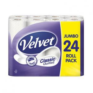 Image of Velvet Classic Quilted 3 Ply Toilet Rolls 24 Pack NWT5954