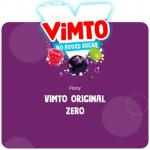The image shows a display of Nichols PLC Soft Drinks Vimto Zero Sugar Cans, containing 24 cans with a volume of 330ml each. The cans are in pristine condition and have a clean, modern design with the brand name and flavor prominently displayed.