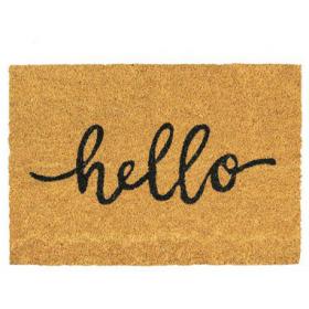 Fixtures Hello 33.5x60cm PVC Backed Coir Door Mat NWT5969