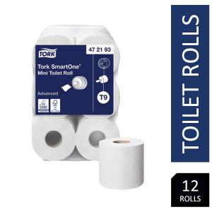 Image of Tork T9 SmartOne 2 Ply Mini Toilet Roll 620 Sheets Pack 12s 472193