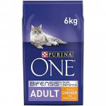 This photo shows a 6kg bag of Purina Pet Supplies Purina ONE Adult Dry Cat Food in the flavor chicken and wholegrains. The bag is brand new with NWT6144 printed on the packaging. The food is designed specifically for adult cats and is a balanced and nutritious option for your feline friend.