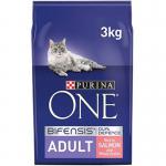 Purina ONE Adult Dry Cat Food Salmon & Wholegrain 3kg NWT6145
