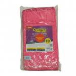 The photograph shows a pack of Janit-X Microfiber Cloths in a vibrant red color. These microfibre cleaning cloths are neatly folded and packaged, with 10 cloths in the pack. The soft and absorbent texture can be seen, making them ideal for household cleaning tasks.