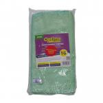 This image shows a pack of 10 Janit-X microfiber cloths in a vibrant green color. The cloths are made of microfiber material, perfect for efficient cleaning.