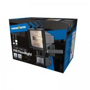 Powermaster 150W Eco Halogen PIR Black Floodlight Bulb Included, Not