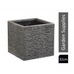 Strata Slate Pewter 32cm Short Square Planter GN686-PEW NWT6361