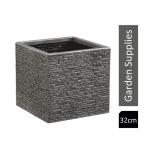 Strata Slate Pewter 32cm Short Square Planter (GN686-PEW) NWT6361