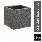 Strata Slate Pewter 38cm Tall Square Planter GN687-PEW NWT6362