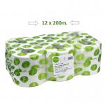 Maxima Mini Jumbo Toilet Roll 200 Metre White (Pack of 12) NWT637