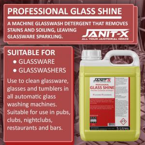 Janit-X Professional Machine Glass Shine Detergent 5 Litre NWT6390P