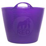 The photograph captures a strong and sturdy Red Gorilla Sports Storage Gorilla Flexi Tub in a vibrant purple hue. With a generous 26 litre capacity, it is perfect for storing and transporting sports equipment. Its durable build makes it suitable for any athletic activity.