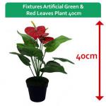 Fixtures Artificial Green & Red Leaves Plant 40cm - PACK (12) NWT6606P