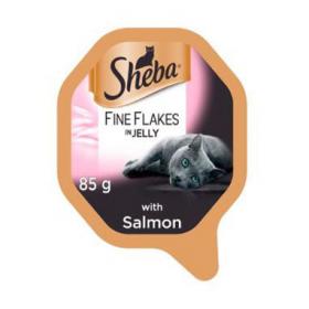 Sheba Fine Flakes Cat Tray with Salmon in Jelly 85g NWT6671