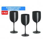 Belgravia Black Plastic WineChampagne Glasses Pack 6’s NWT6925