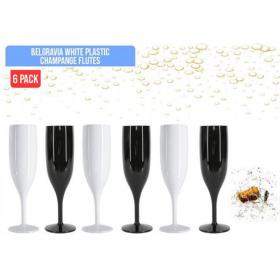 Belgravia White Reusable Plastic Champagne Flutes Pack 6’s (3306) - PACK (18) NWT6926P