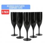 Belgravia Black Plastic Champagne Flutes Pack 6’s NWT6927