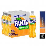 Fanta Orange ZERO Soft Drink 500ml Bottle (Pack of 12) NWT6935