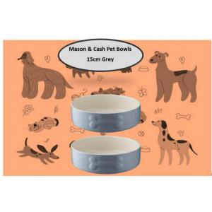 Mason Cash Quality Heavy Duty Stoneware Pet Bowls in Grey 15cm