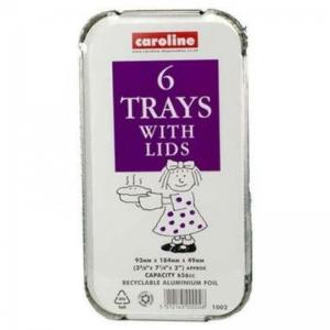 Caroline Foil Tray & Lid 23oz Pack 6s 6 - 144 Trays & Lids