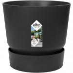 Elho Greenville Round Pot & Base LIVING BLACK 40cm - PACK (3) NWT7039P