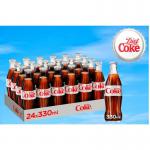 Coca Cola Diet Iconic GLASS Bottles 24 x 330ml NWT7189