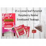 Twinings Raspberry Revive Loose Leaf Pyramid Teabags Enveloped 15s NWT7254