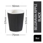 Belgravia 8oz Triple Walled Black Ripple Paper Cups 25s NWT728