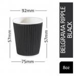 Belgravia 25cl8oz Triple Walled Black Ripple Cups 25s - PACK (20) NWT728P