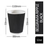 Belgravia 12oz Triple Walled Black Ripple Paper Cups 25s NWT729